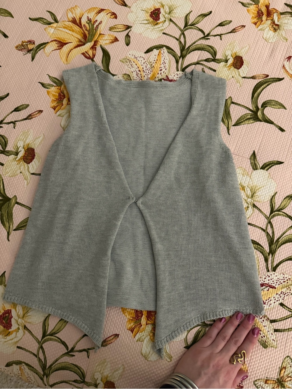 Light Sage Knit Open-Front Vest
